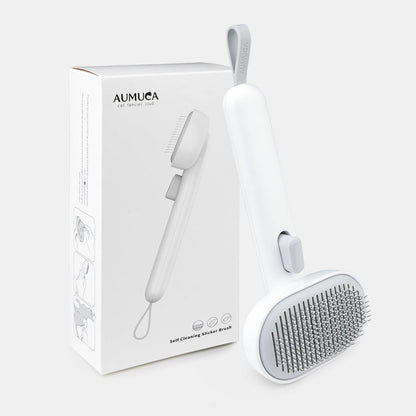 aumuca Self Cleaning Slicker Cat Brush with Release Button, Cat Brushes for Indoor Cats Shedding, Cat Brush for Long or Short Haired Cats, Cat Grooming Tool