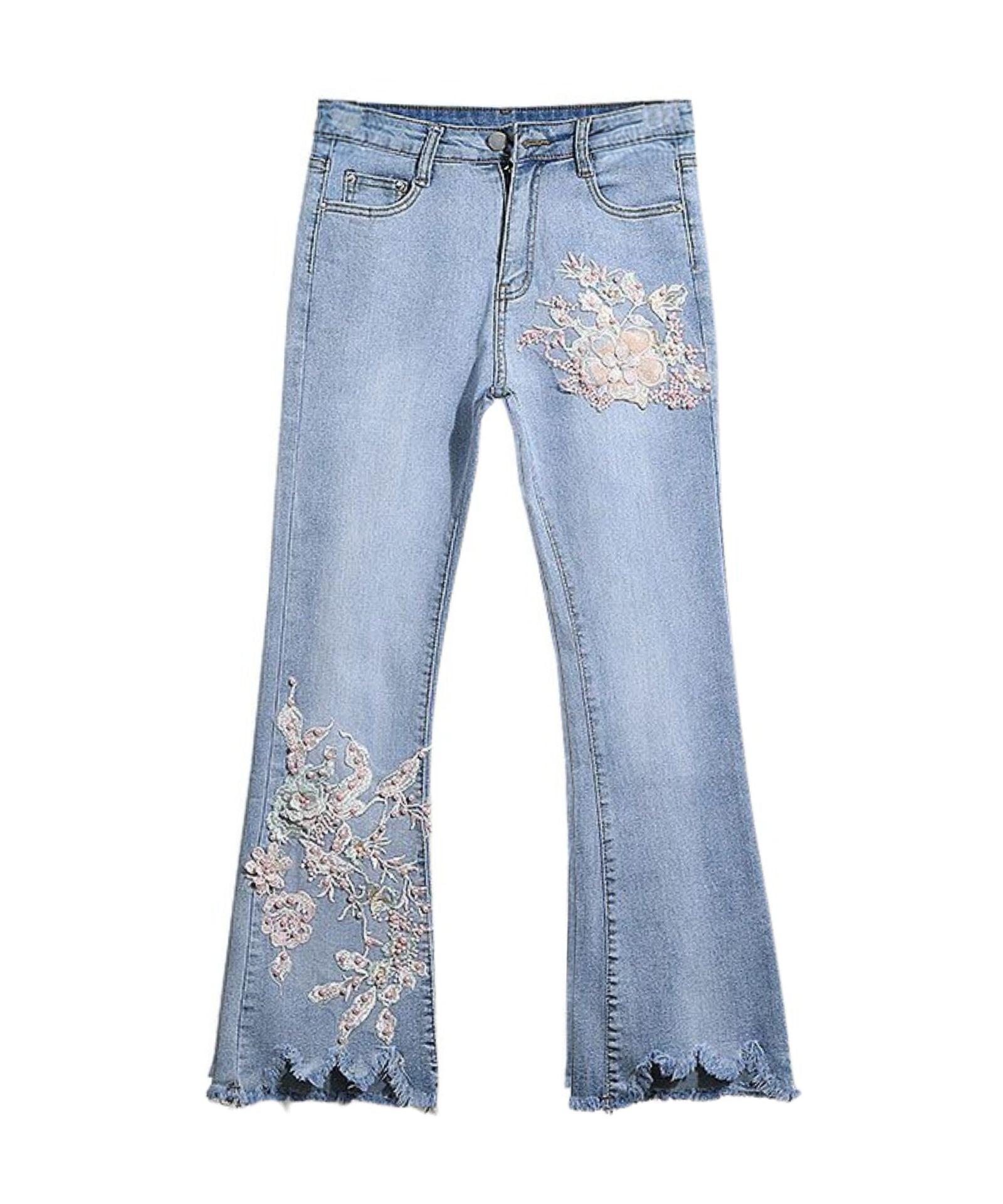Blossom Flare Embroidered Jeans